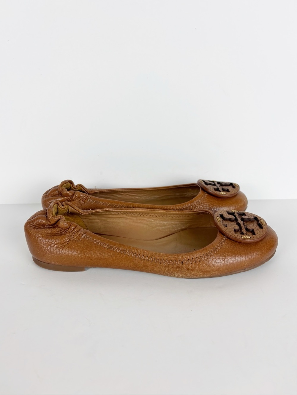 Tory Burch Minnie Travel Ballet Flat Size 6 Brown Tan